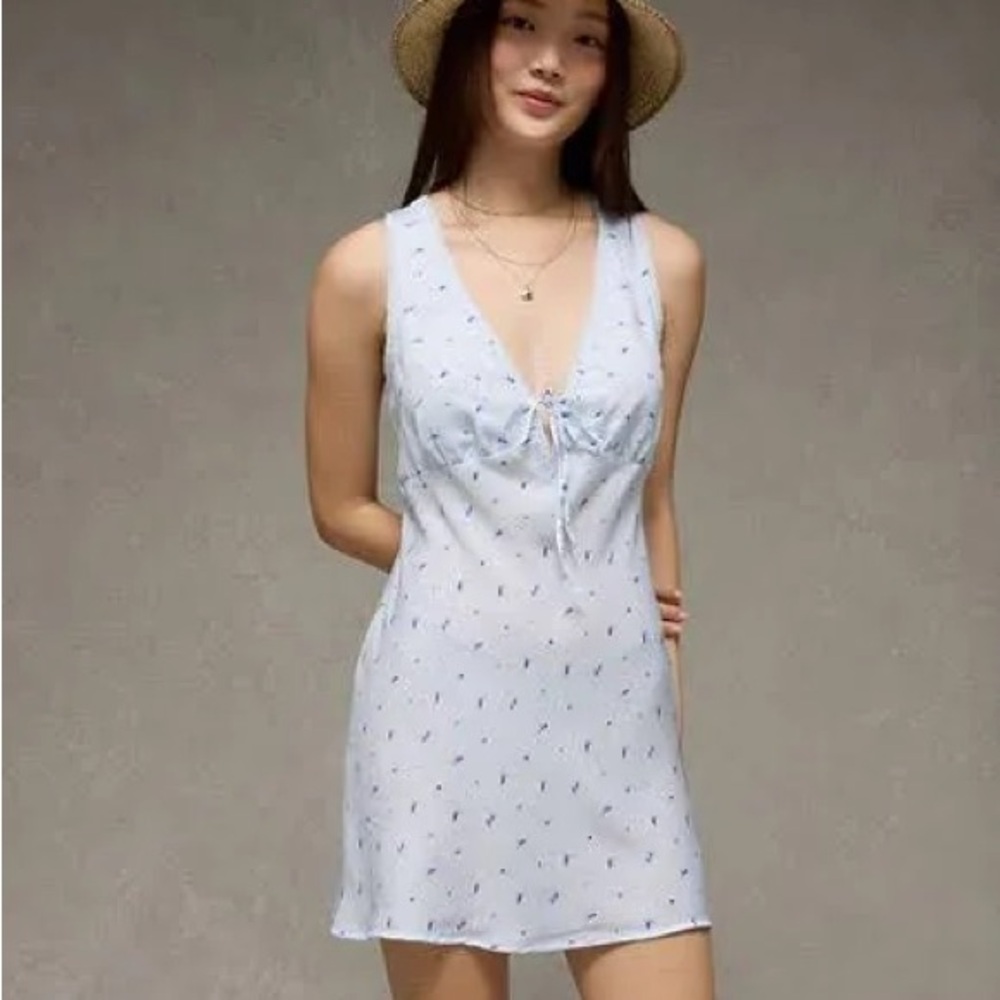 AE Tie Front Mini Slip Dress